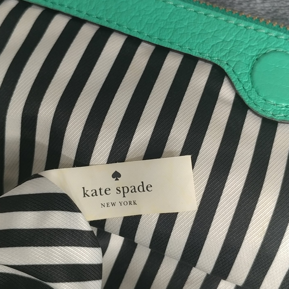 kate spade turquoise pebbled leather satchel with tassel - Picture 12 of 14